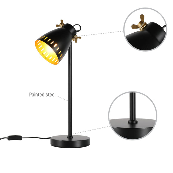 TEKLED
Retro Desk Lamp with Brass Accents - Black or white.