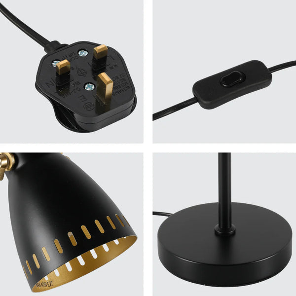 Retro Desk Lamp with Brass Accents