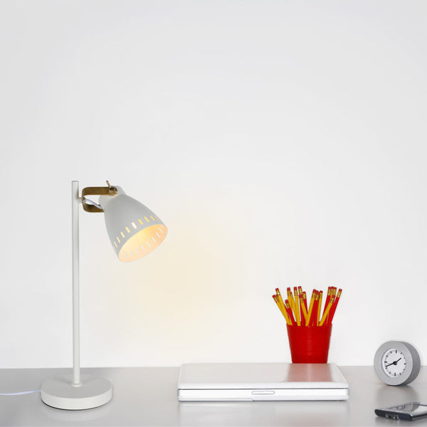 TEKLED
Retro Desk Lamp with Brass Accents - Black or white.