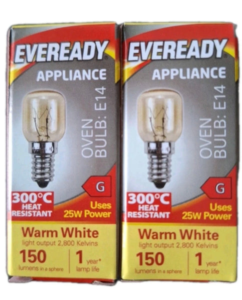 20 x Eveready 25W Oven Bulb 300°C Cooker Appliance Lamp Light 25W 240V SES E14 AEG