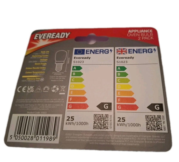 20 x Eveready 25W Oven Bulb 300°C Cooker Appliance Lamp Light 25W 240V SES E14 AEG