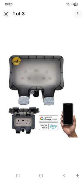 Smart WiFi Waterproof IP66 Outdoor Double UK Plug Socket USB Google Alexa Amazon