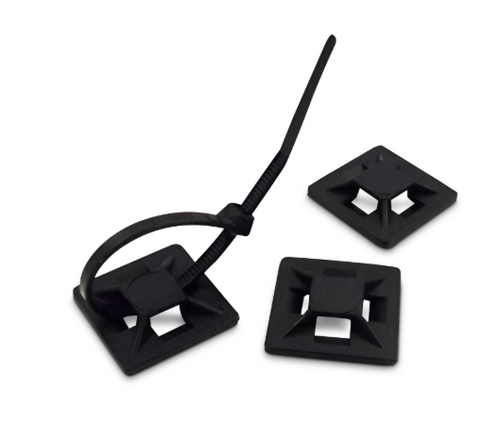 Self Adhesive Cable tie base black -Pack of 10. Cable ties not included.