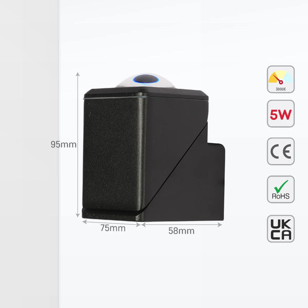 Rotatable Cubes Outdoor LED Wall Light Black 3000K Narrow Beam