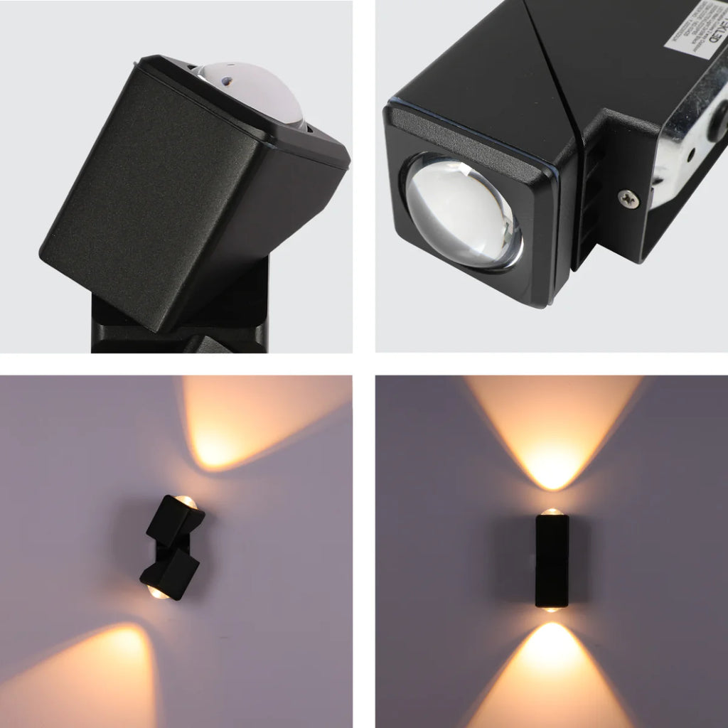 Rotatable Cubes Outdoor LED Wall Light Black 3000K Narrow Beam