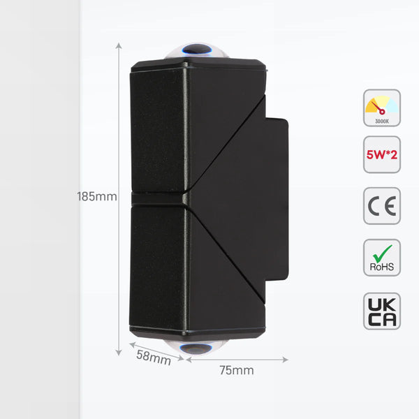 Rotatable Cubes Outdoor LED Wall Light Black 3000K Narrow Beam