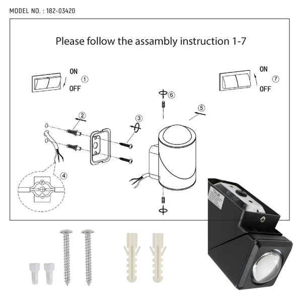 Rotatable Cubes Outdoor LED Wall Light Black 3000K Narrow Beam