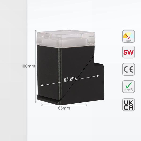 Rotatable Cubes Outdoor LED Wall Light Black 3000K Wide Beam