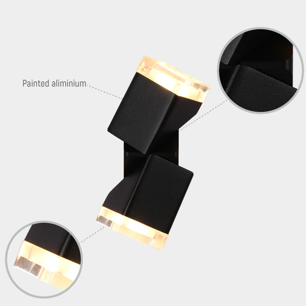 Rotatable Cubes Outdoor LED Wall Light Black 3000K Wide Beam