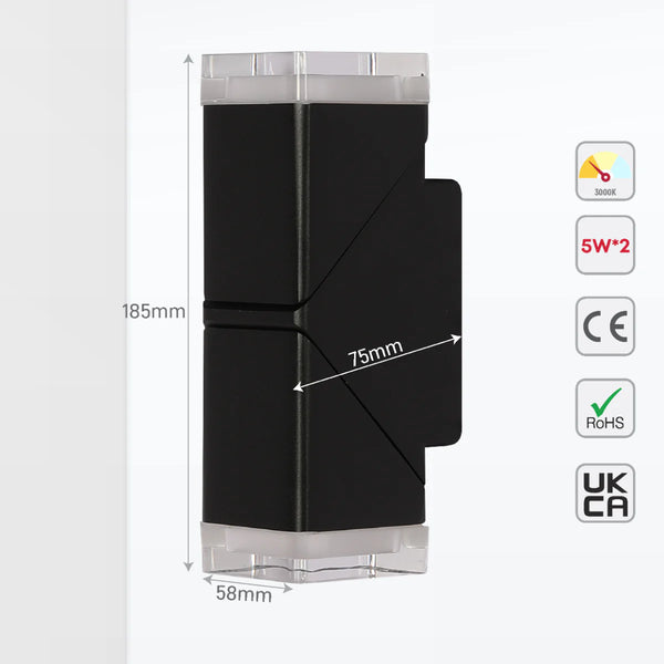 Rotatable Cubes Outdoor LED Wall Light Black 3000K Wide Beam