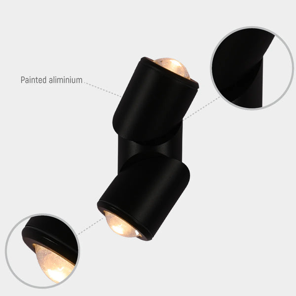 Rotatable Cylinders  Outdoor LED Wall Light Black 3000K Narrow Beam