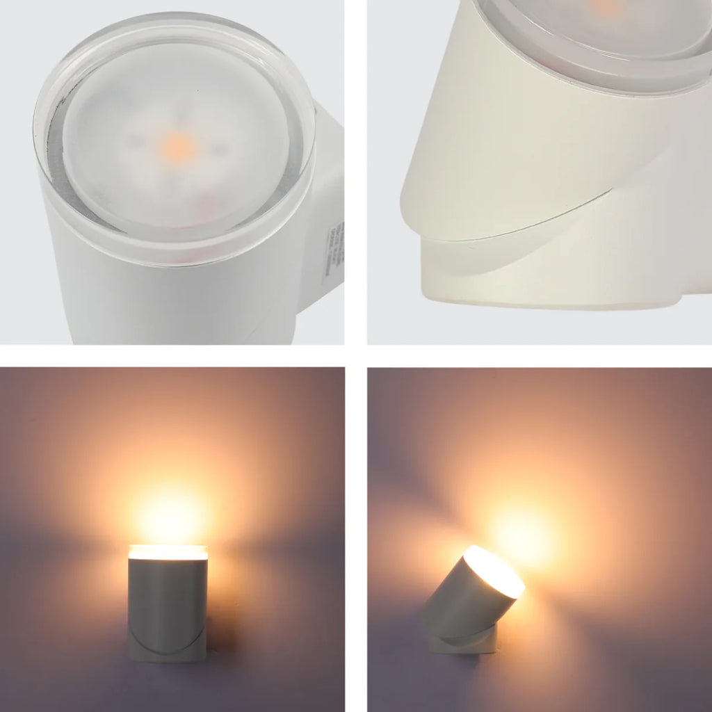 Rotatable Cylinders  Outdoor LED Wall Light White 3000K Wide Beam