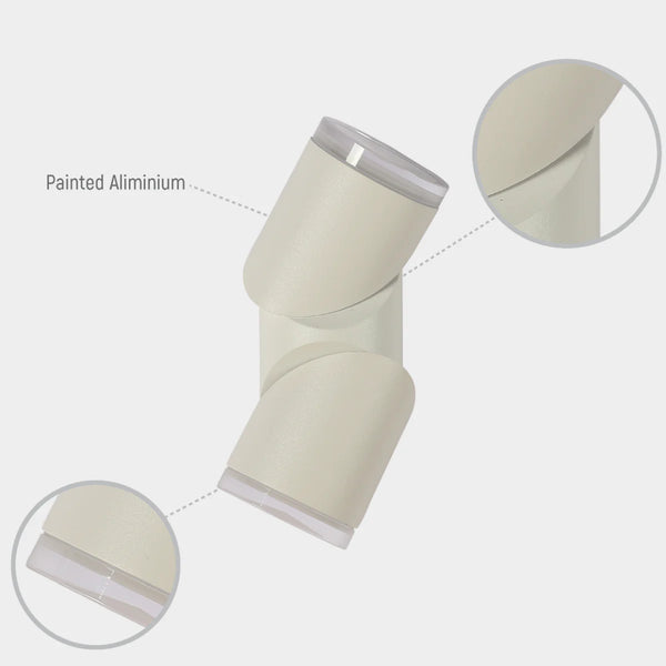 Rotatable Cylinders  Outdoor LED Wall Light White 3000K Wide Beam