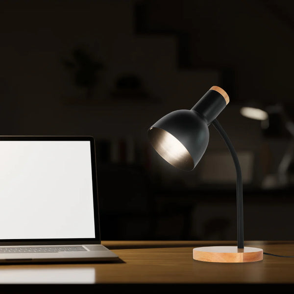 Scandinavian Inspired Table Lamp with Wooden Base