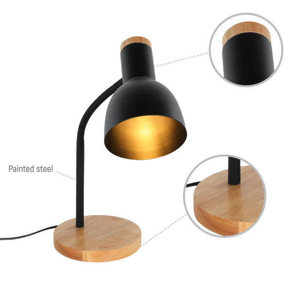 Scandinavian Inspired Table Lamp with Wooden Base