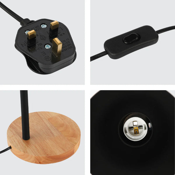 Scandinavian Inspired Table Lamp with Wooden Base