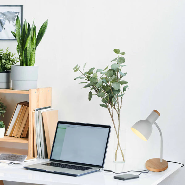 Scandinavian Inspired Table Lamp with Wooden Base