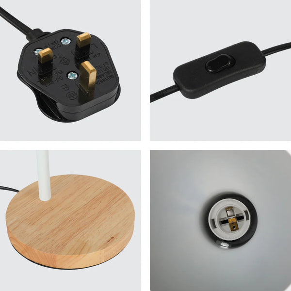 Scandinavian Inspired Table Lamp with Wooden Base