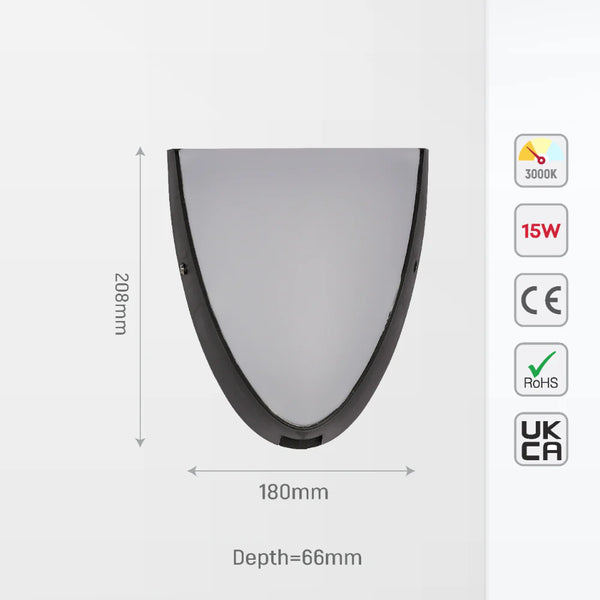 Semi-ellipse Plastic Modern LED Outdoor Wall Light 15W
