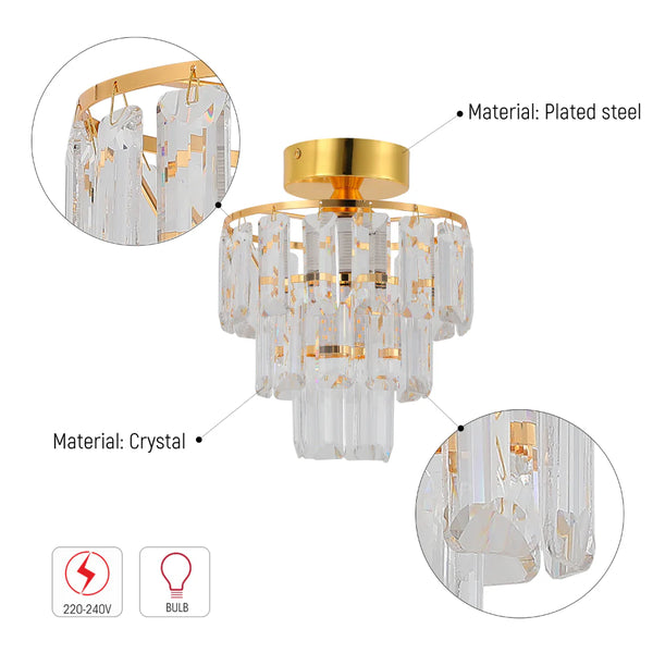 Semi-Flush Crystal Ceiling Chandelier Light