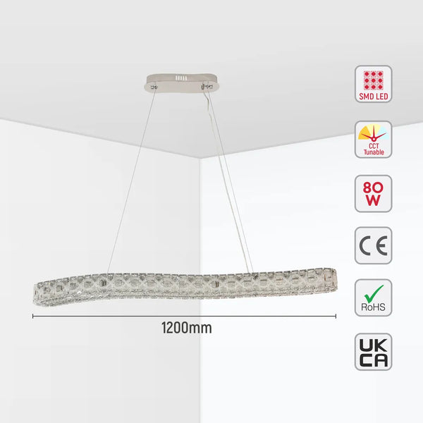 Serpentine Crystal Helix LED Pendant Chandelier 80W