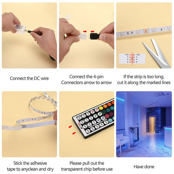 Holiday RGB LED Strip Light IP20 with Remote Controller