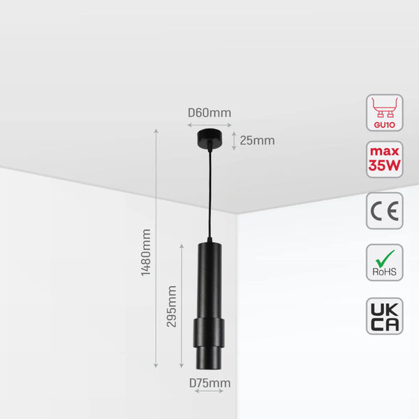 Sleek Cylinder Pendant Downlight GU10