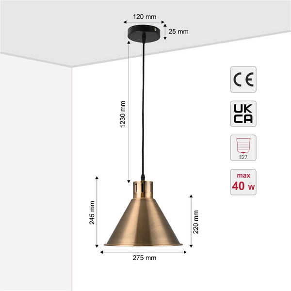 Sleek Industrial Cone Pendant Light