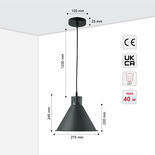 Sleek Industrial Cone Pendant Light