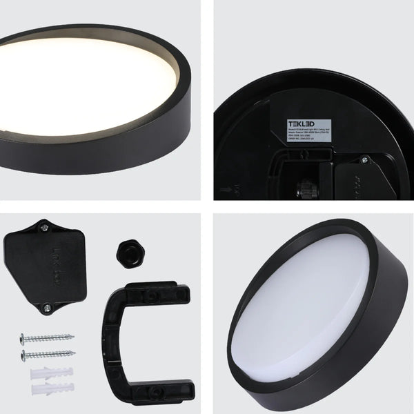 Sleek LED Bulkhead Light IP65 Ceiling Wall Interior Exterior 18W 4000K Black