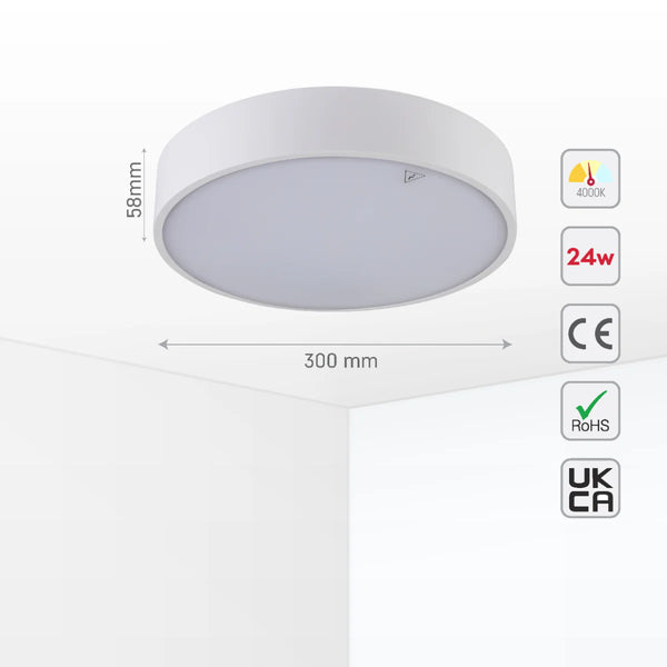 Sleek LED Bulkhead Light IP65 Ceiling Wall Interior Exterior 24W 4000K White