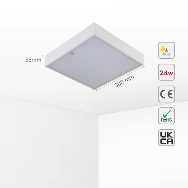 Sleek LED Bulkhead Light IP65 Ceiling Wall Interior Exterior 24W 4000K White