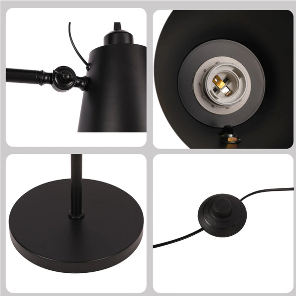Sleek Nordic Floor Lamp with Oak Wood Detail - E27 Black/White