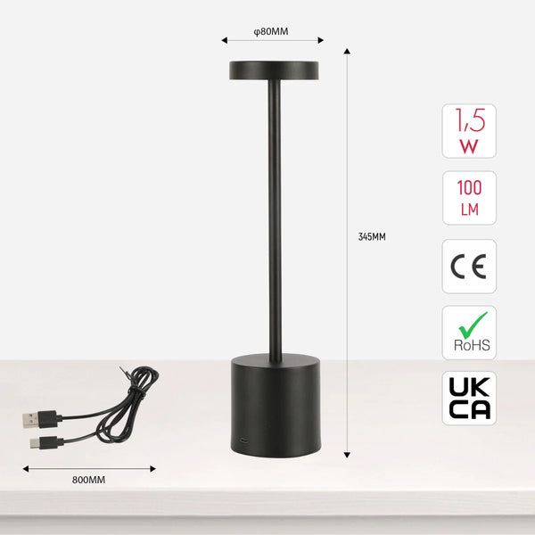 Sleek Portable Rechargeable LED Column Table Lamp