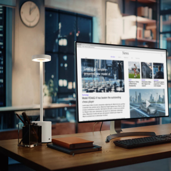 Sleek Portable Rechargeable LED Column Table Lamp