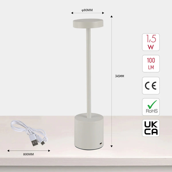 Sleek Portable Rechargeable LED Column Table Lamp