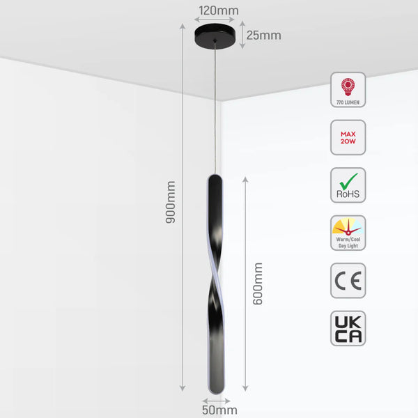 Sleek Twirl CCT Adjustable LED Pendant Light
