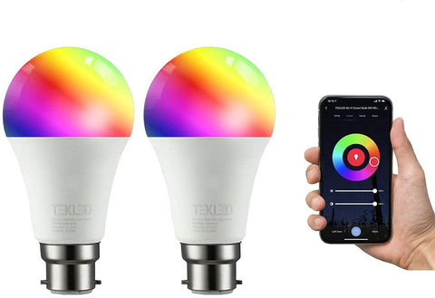 TEKLED
Smart LED GLS Bulb A60 B22 Bayonet Cap 9W RGB White Pack of 2 Alexa Wifi Smart Life App