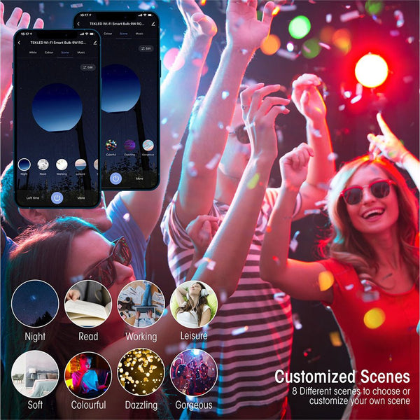 Smart LED GLS Bulb A60 E27 Edison Screw 9W RGB White Pack of 2 Alexa Wi-Fi Smart Life App