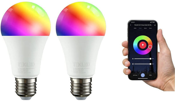 TEKLED
Smart LED GLS Bulb A60 E27 Edison Screw 9W RGB White Pack of 2 Alexa Wi-Fi Smart Life App