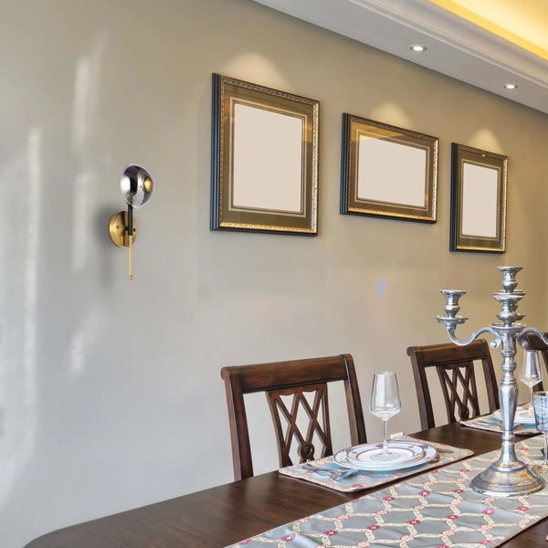 Smoked Glass and Gold Wall Light