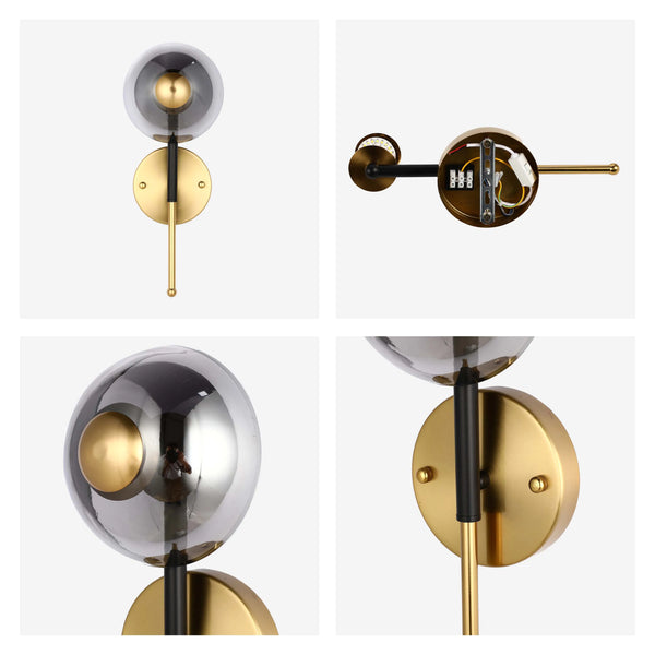Smoked Glass and Gold Wall Light