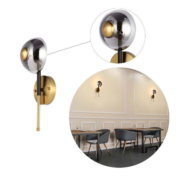 Smoked Glass and Gold Wall Light