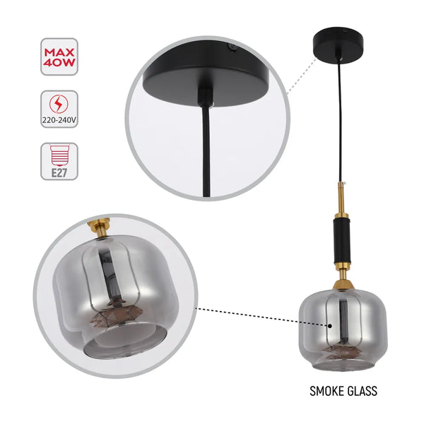 Smoky Eclipse Glass Pendant Light