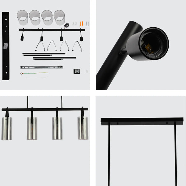 Smoky Glass Chandelier - Linear & Round Variants Adjustable Drop