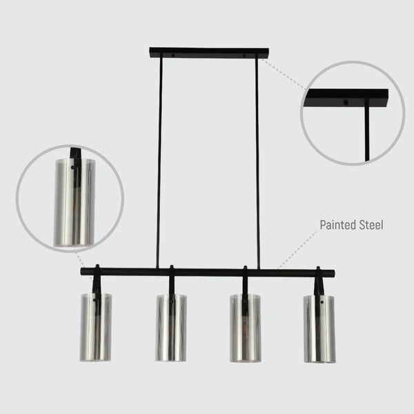 Smoky Glass Chandelier - Linear & Round Variants Adjustable Drop