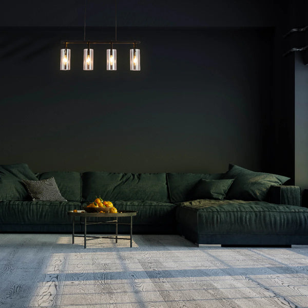 Smoky Glass Chandelier - Linear & Round Variants Adjustable Drop
