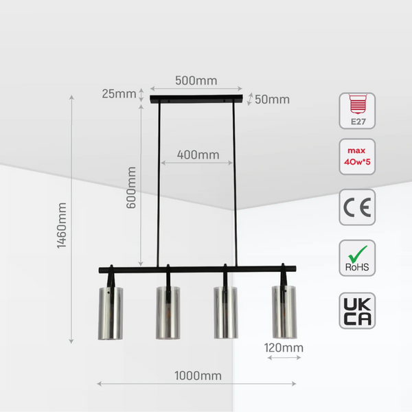 Smoky Glass Chandelier - Linear & Round Variants Adjustable Drop