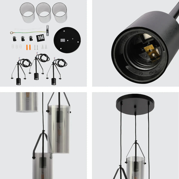 Smoky Glass Chandelier - Linear & Round Variants Adjustable Drop
