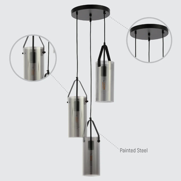 Smoky Glass Chandelier - Linear & Round Variants Adjustable Drop